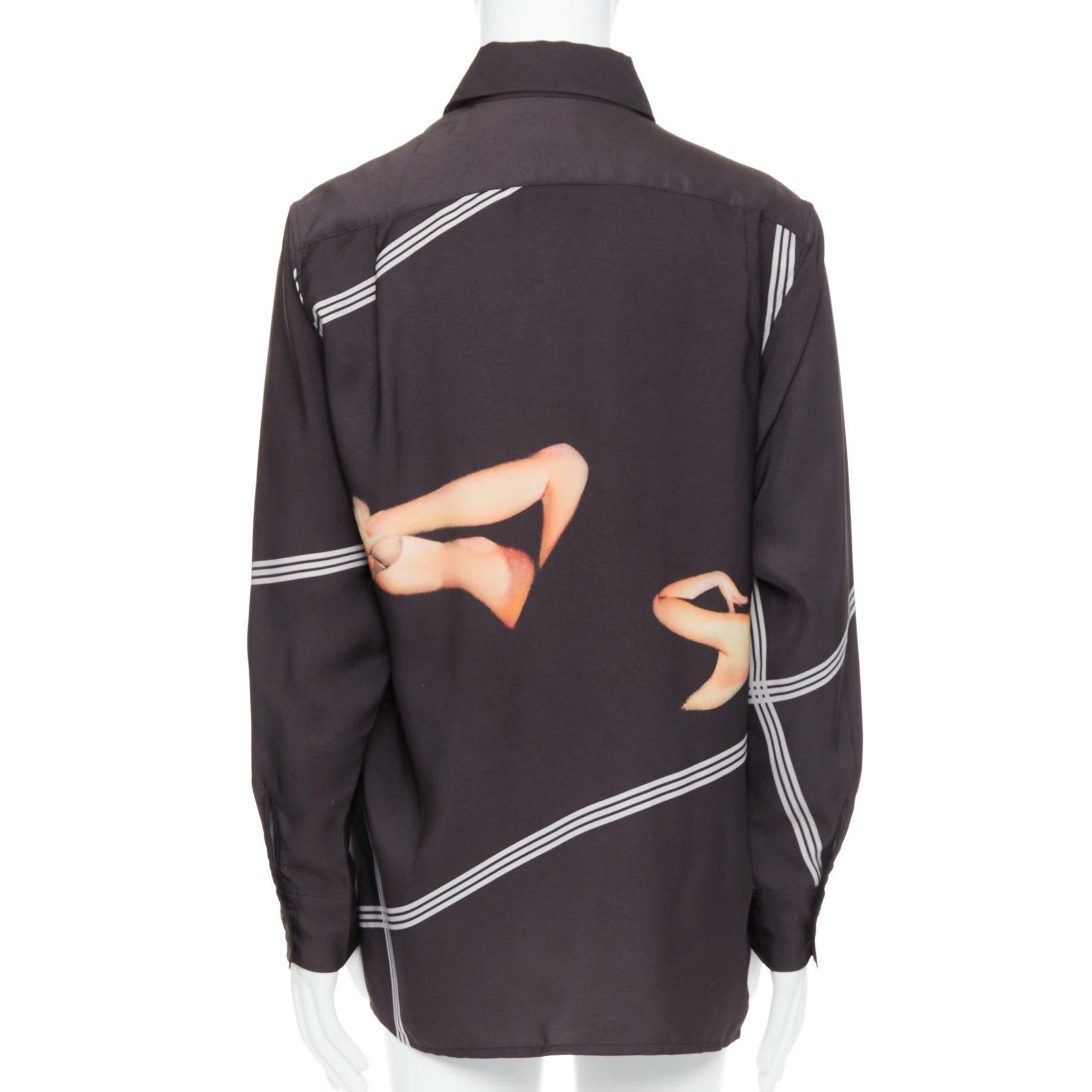 Men's rare YOHJI YAMAMOTO 2001 Vintage black nude pinup girl print shirt JP3 L