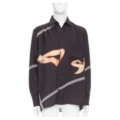 rare YOHJI YAMAMOTO 2001 Vintage black nude pinup girl print shirt JP3 L