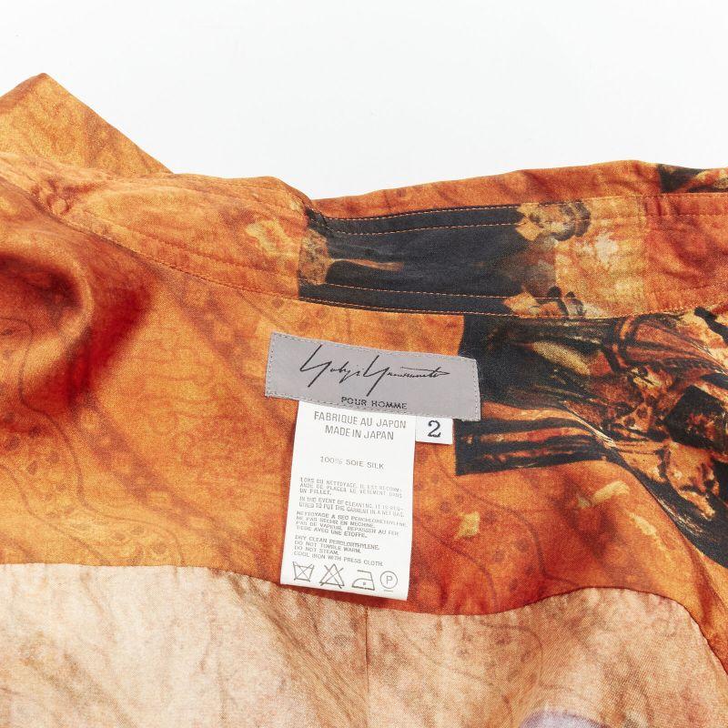 rare YOHJI YAMAMOTO 2004 100% silk Taisho Japanese portrait orange shirt JP2 M For Sale 4