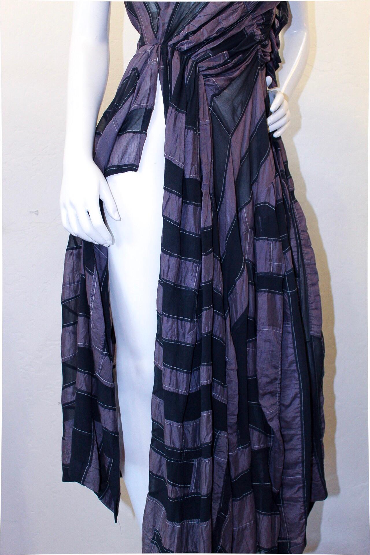 Black Yohji Yamamoto Asymmetrical Stripe Dress