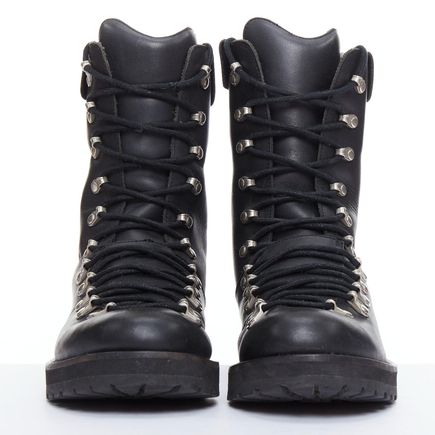 Black rare YOHJI YAMAMOTO black leather silver eyelet combat hiker boots JP3 EU41