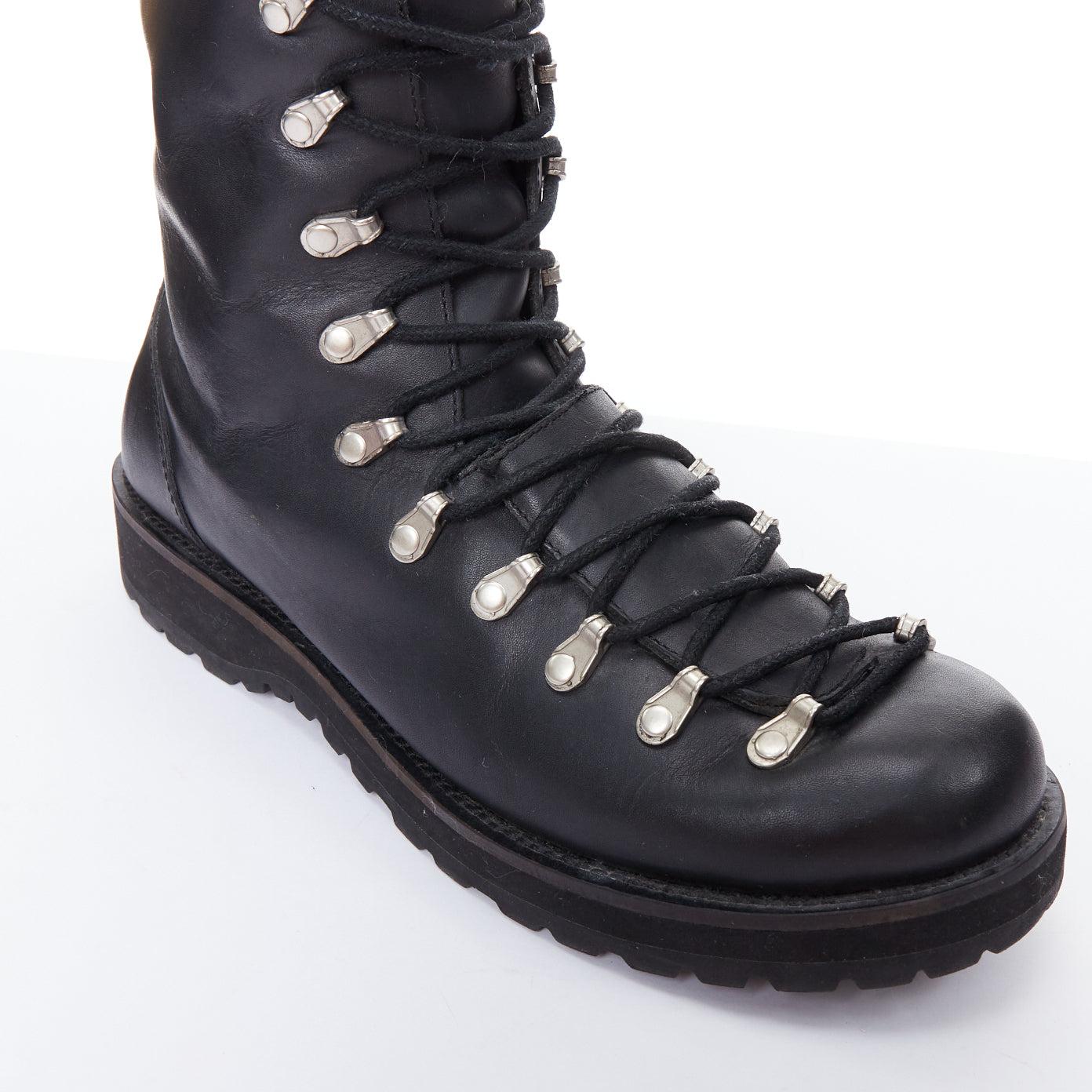 rare YOHJI YAMAMOTO black leather silver eyelet combat hiker boots JP3 EU41 2