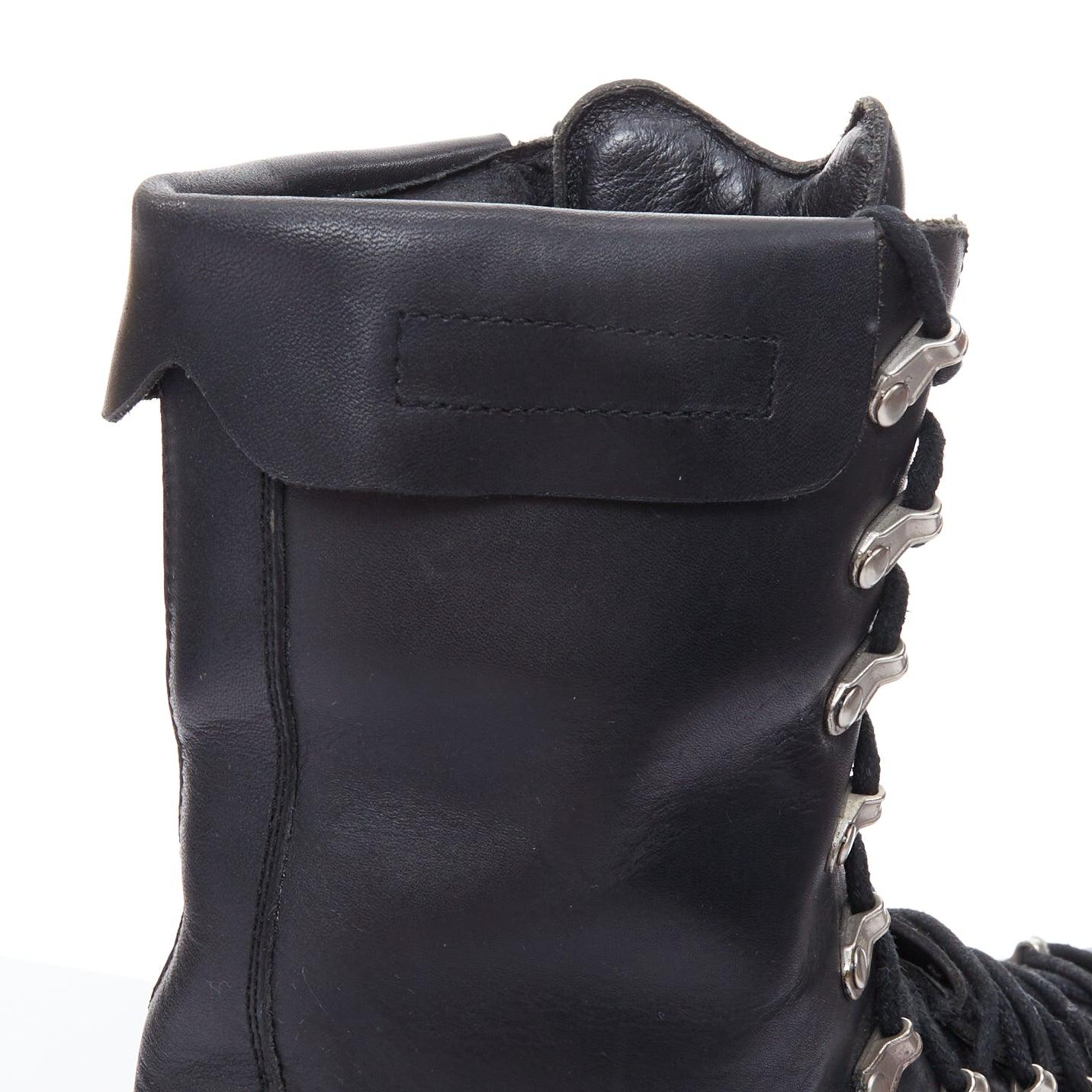 rare YOHJI YAMAMOTO black leather silver eyelet combat hiker boots JP3 EU41 3