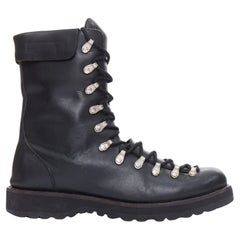 rare YOHJI YAMAMOTO black leather silver eyelet combat hiker boots JP3 EU41