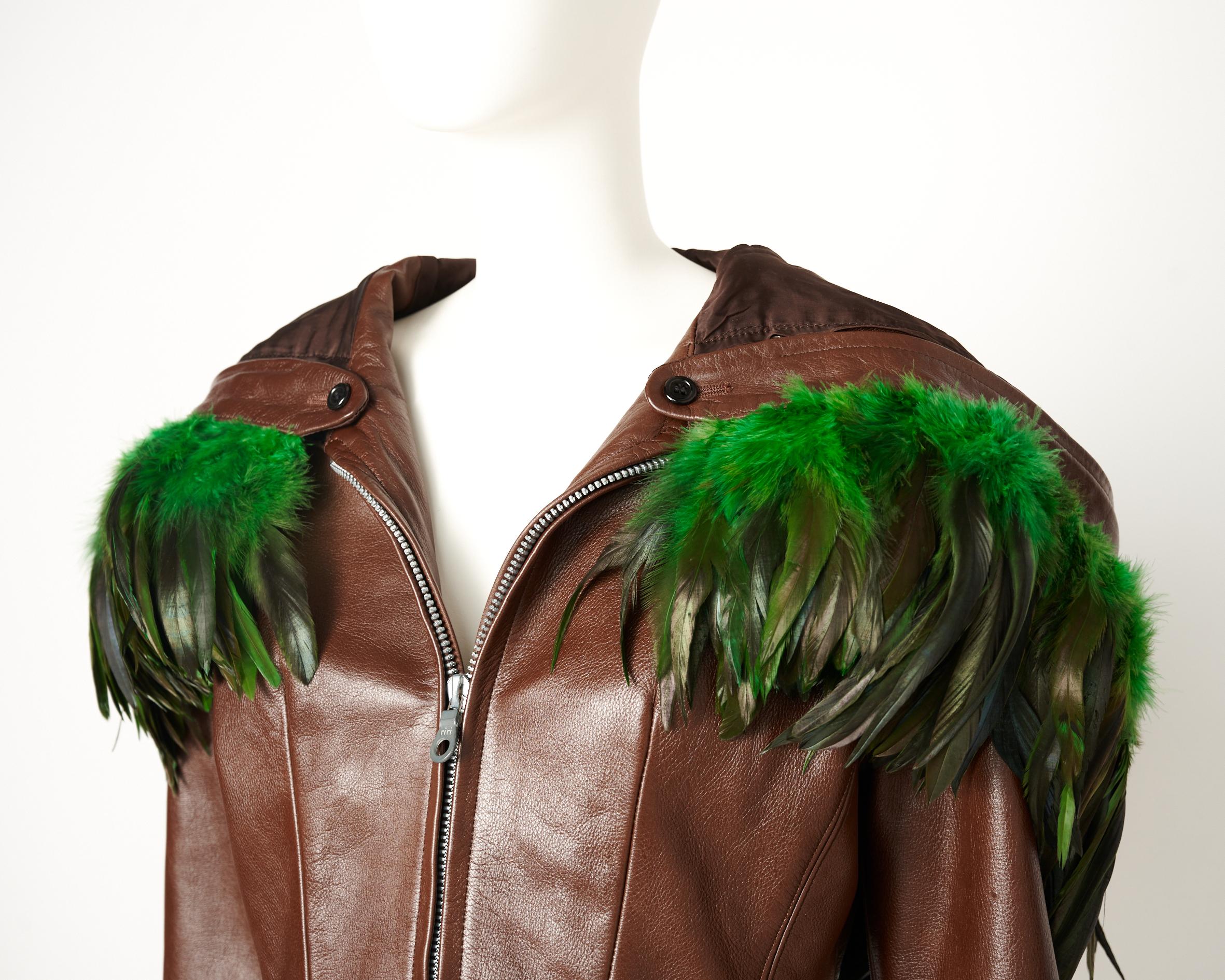 Rare Yohji Yamamoto Runway Leather & Feathers Shorts Suit Ensemble, FW 1991-1992 For Sale 5