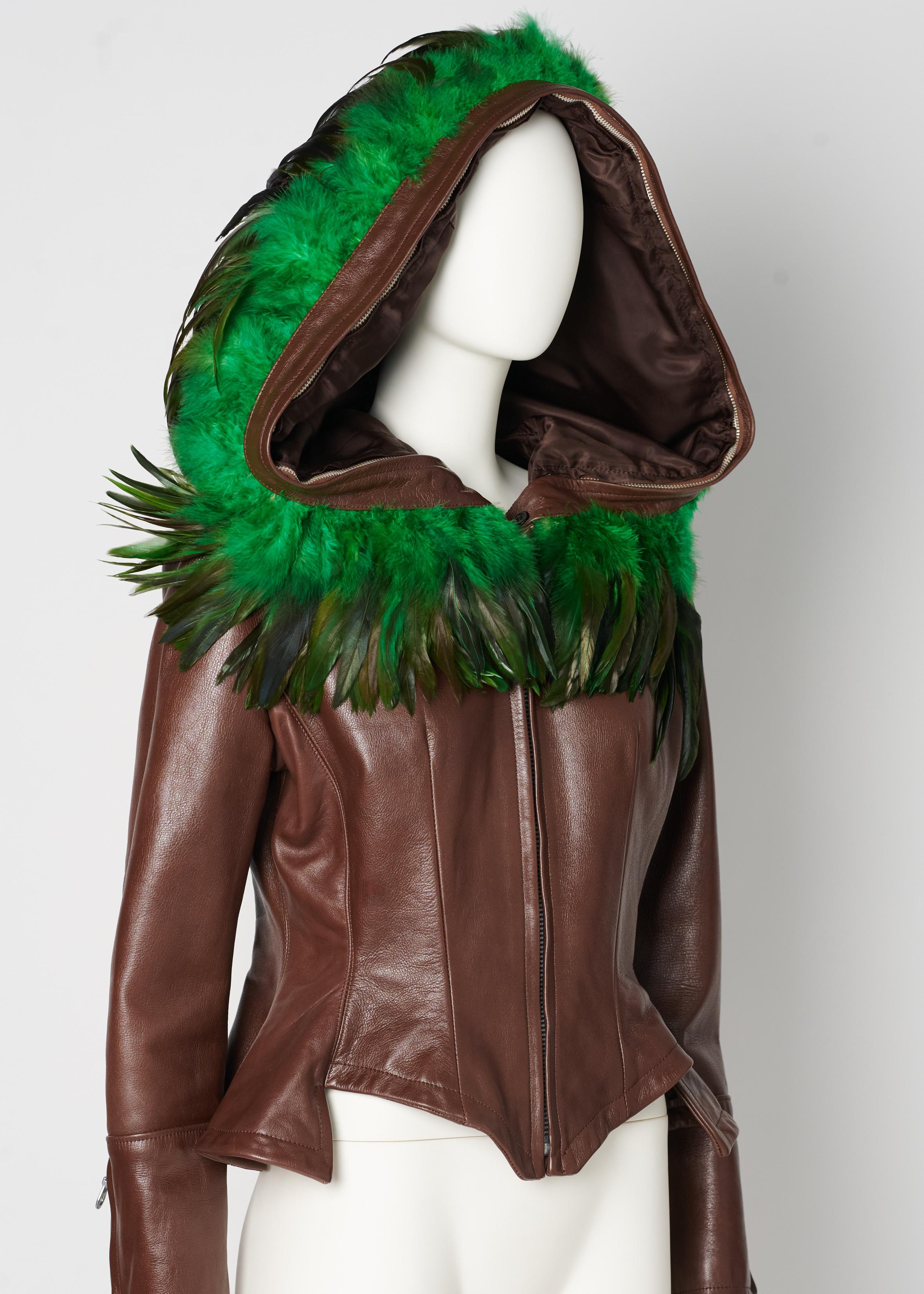 Rare Yohji Yamamoto Runway Leather & Feathers Shorts Suit Ensemble, FW 1991-1992 For Sale 6