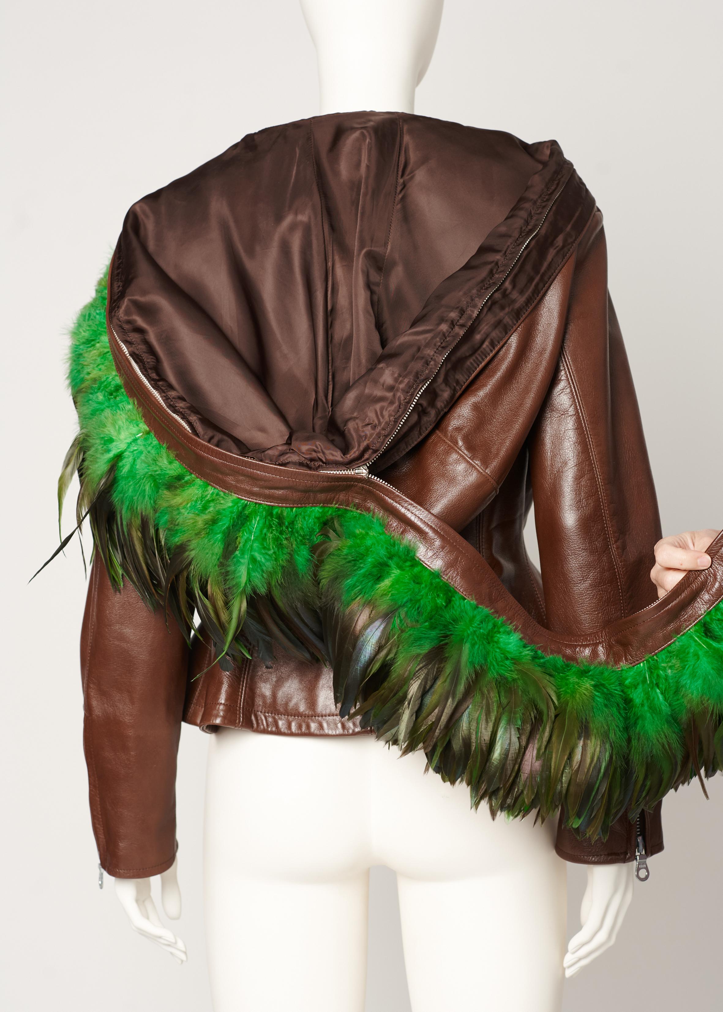 Rare Yohji Yamamoto Runway Leather & Feathers Shorts Suit Ensemble, FW 1991-1992 For Sale 1