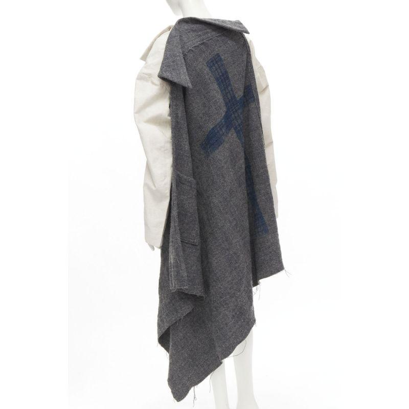 rare YOHJI YAMAMOTO Vintage 2006 Runway blue cross blanket cape  buckle jacket In Excellent Condition In Hong Kong, NT