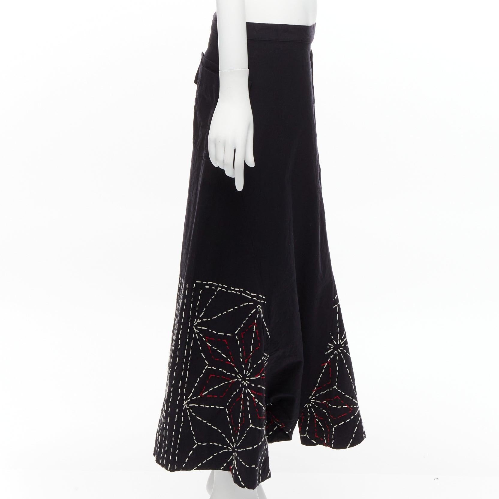 rare Y'S YOHJI YAMAMOTO red white hand stitched asymmetric harem pants JP2 M In Excellent Condition For Sale In Hong Kong, NT