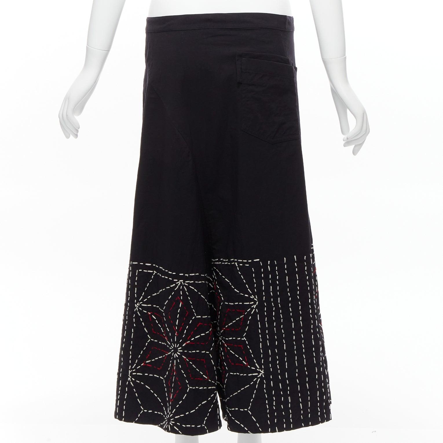 Women's rare Y'S YOHJI YAMAMOTO red white hand stitched asymmetric harem pants JP2 M For Sale