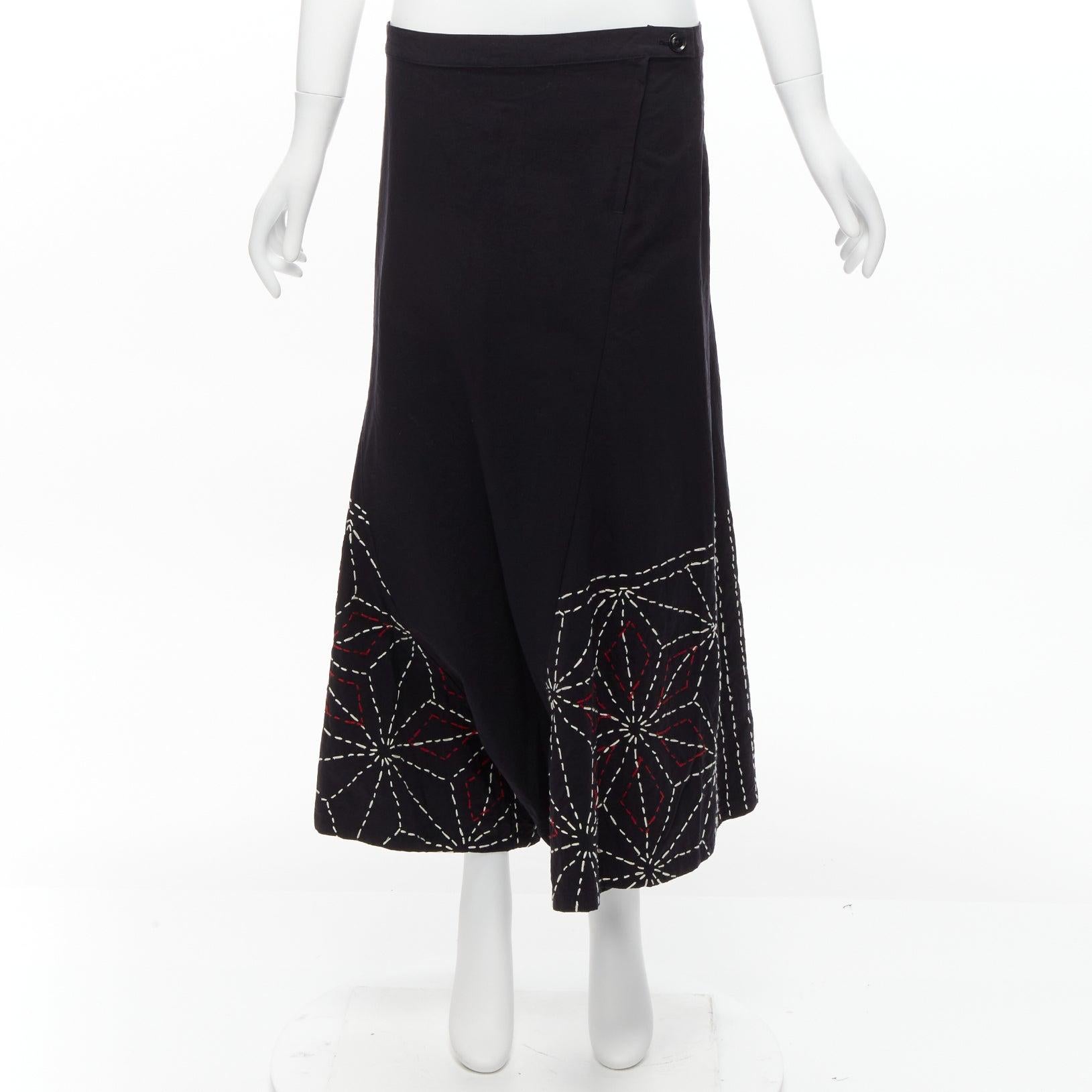 rare Y'S YOHJI YAMAMOTO red white hand stitched asymmetric harem pants JP2 M For Sale 4
