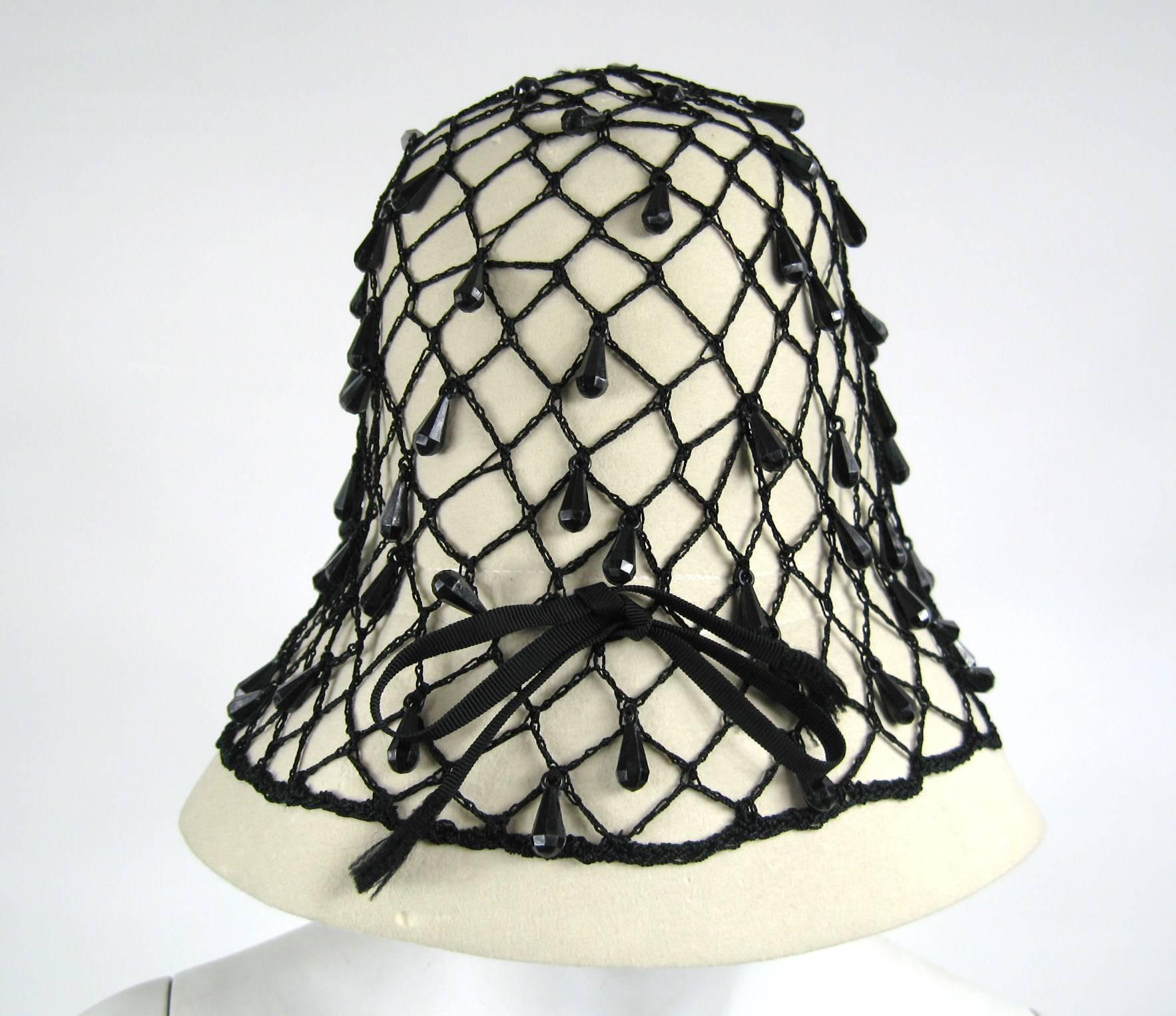 Women's Rare YSL 1960s Yves Saint Laurent Beaded Cloche Hat