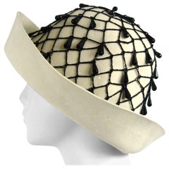  Rare YSL 1960s Yves Saint Laurent Beaded Cloche Hat