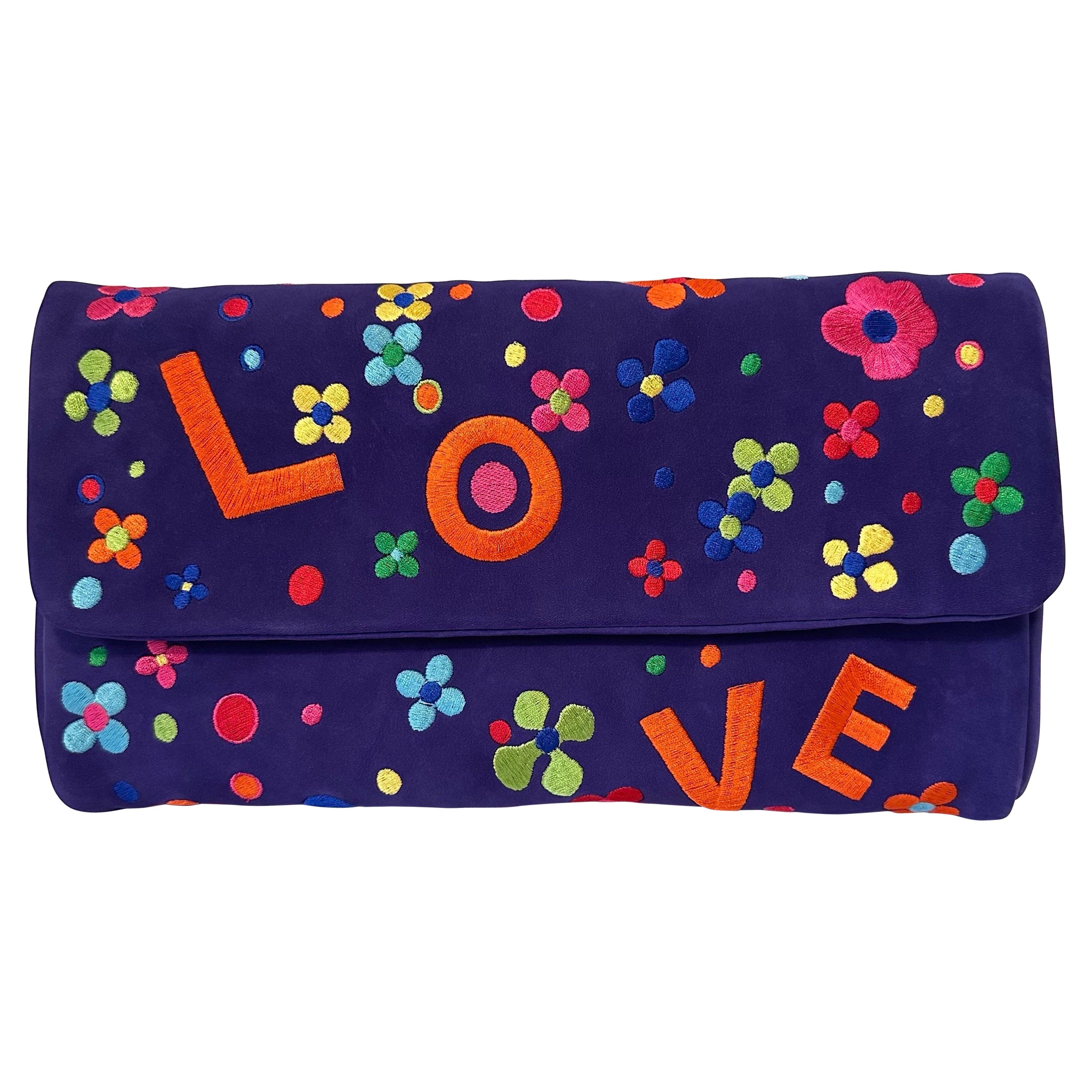 Rare YSL Saint Laurent Purple LOVE Clutch - Jardín Majorelle Edition 70s Style For Sale