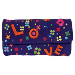 Rare YSL Saint Laurent Purple LOVE Clutch - Jardín Majorelle Edition 70s Style