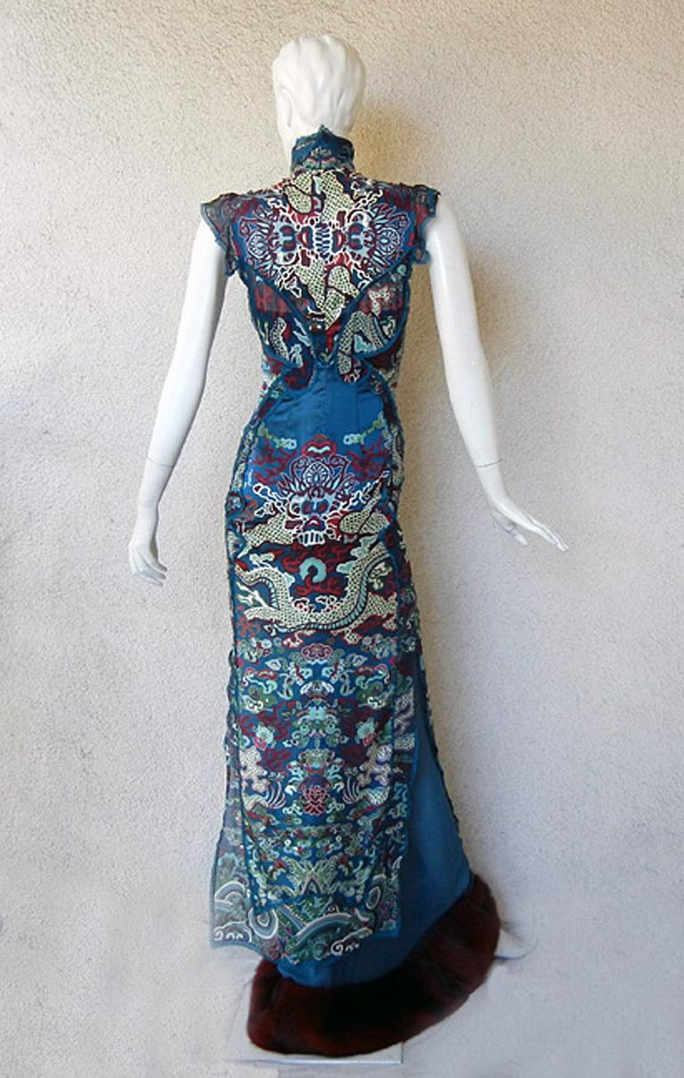 Rare YSL Tom Ford Asian Ensemble w/Mink Fur Seen at Met Costume Institute In Excellent Condition In Los Angeles, CA