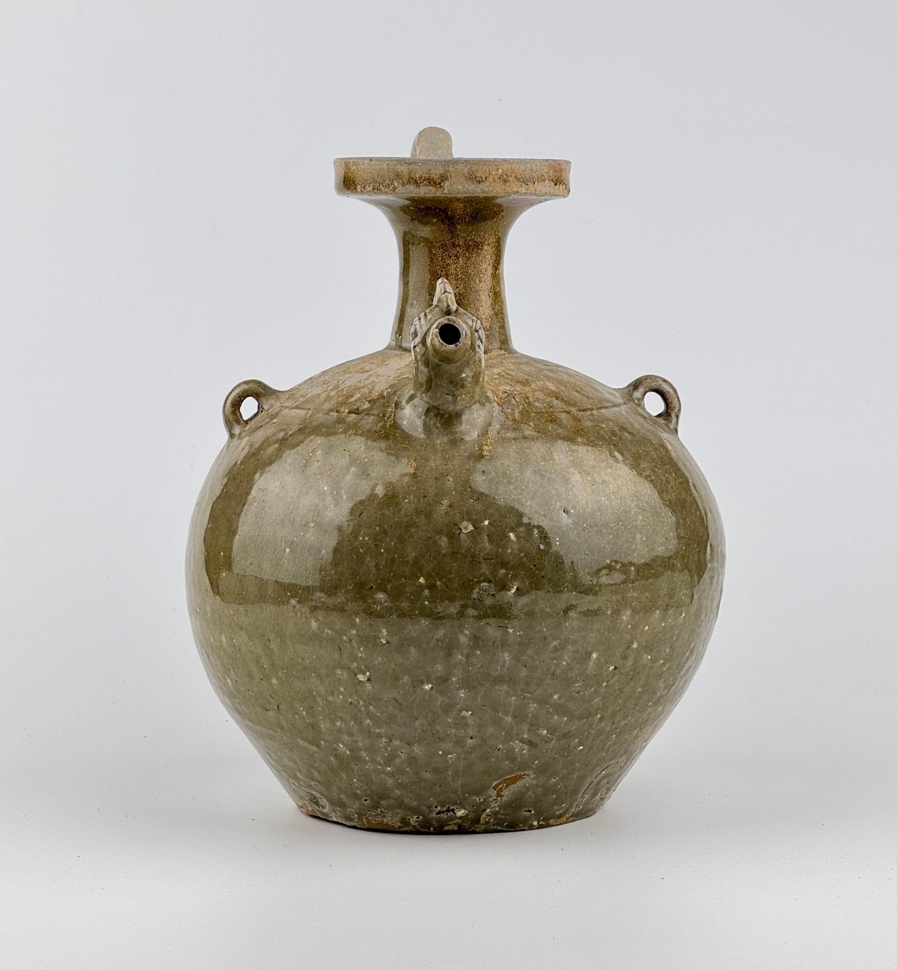 Han Rare Yue Celadon Chicken-Head Ewer, Jin-Southern Dynasty For Sale