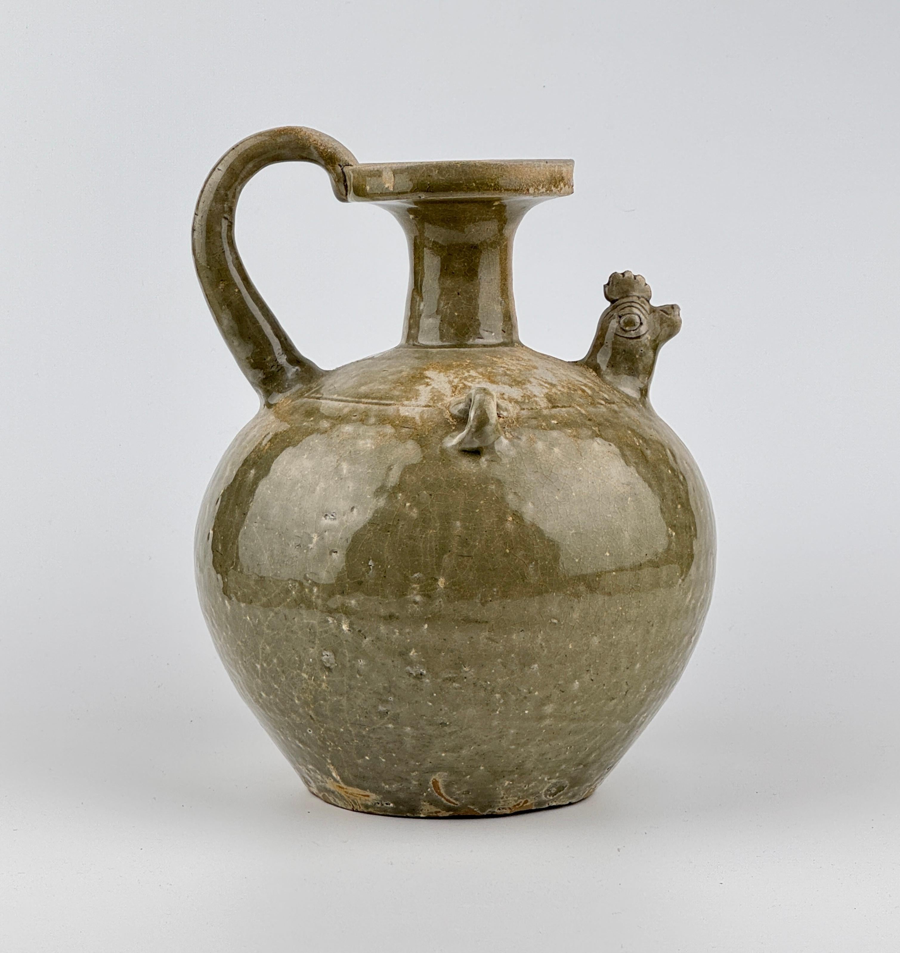 Hong Kong Rare Yue Celadon Chicken-Head Ewer, Jin-Southern Dynasty For Sale