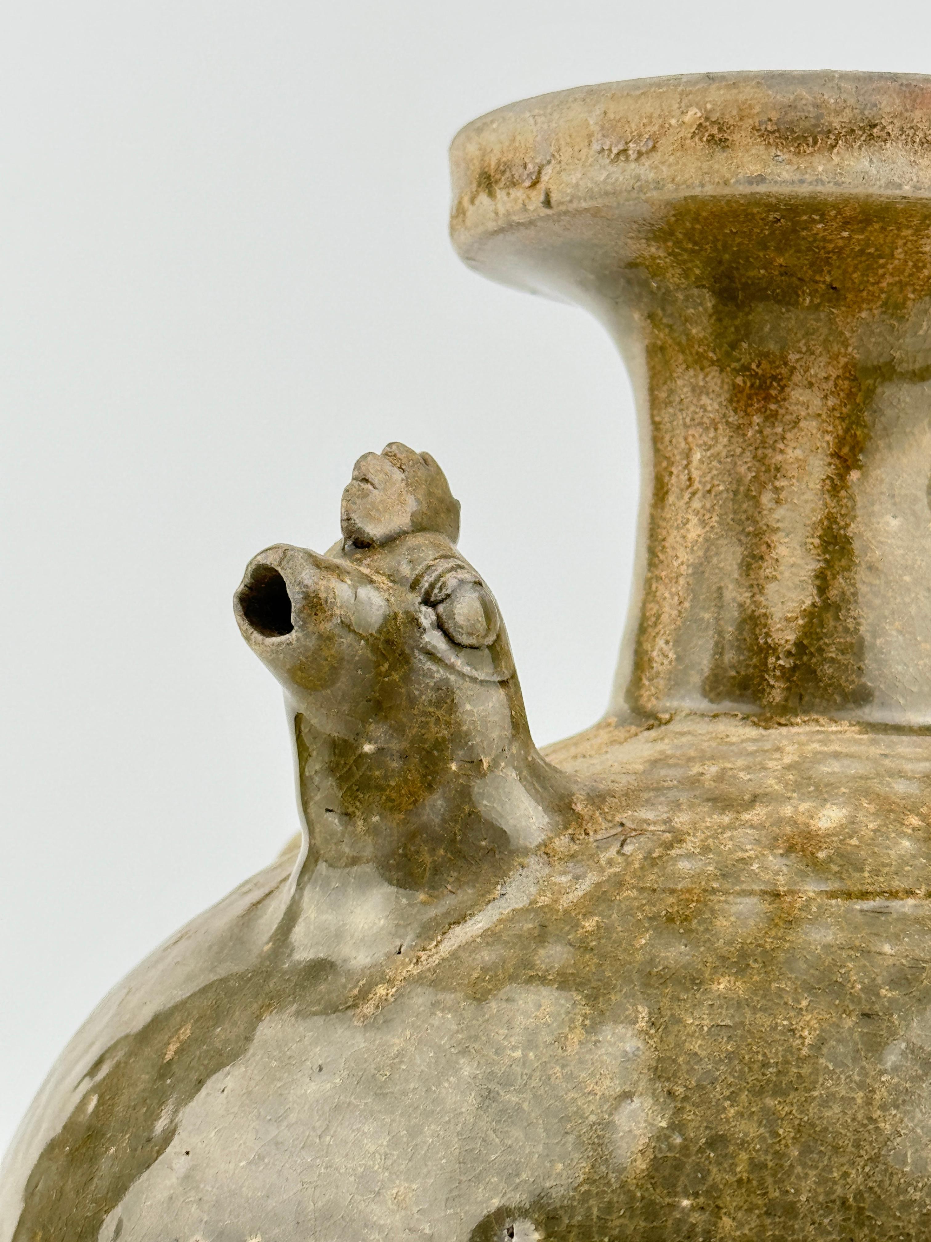 Rare Yue Celadon Chicken-Head Ewer, Jin-Southern Dynasty In Good Condition For Sale In seoul, KR