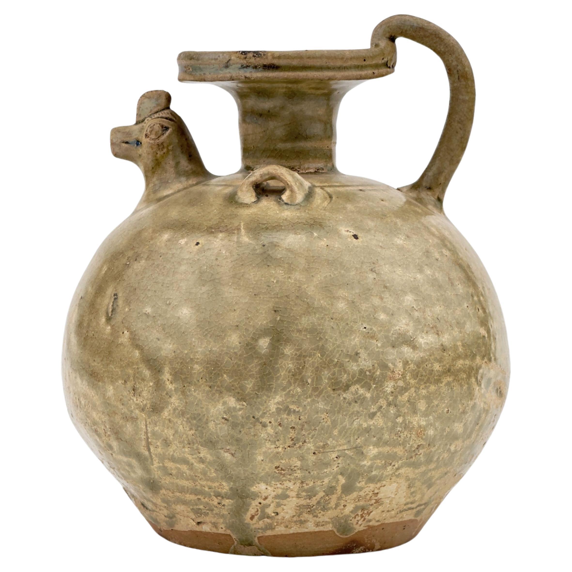 Rare Yue Celadon Chicken-Head Ewer, Jin-Southern Dynasty For Sale