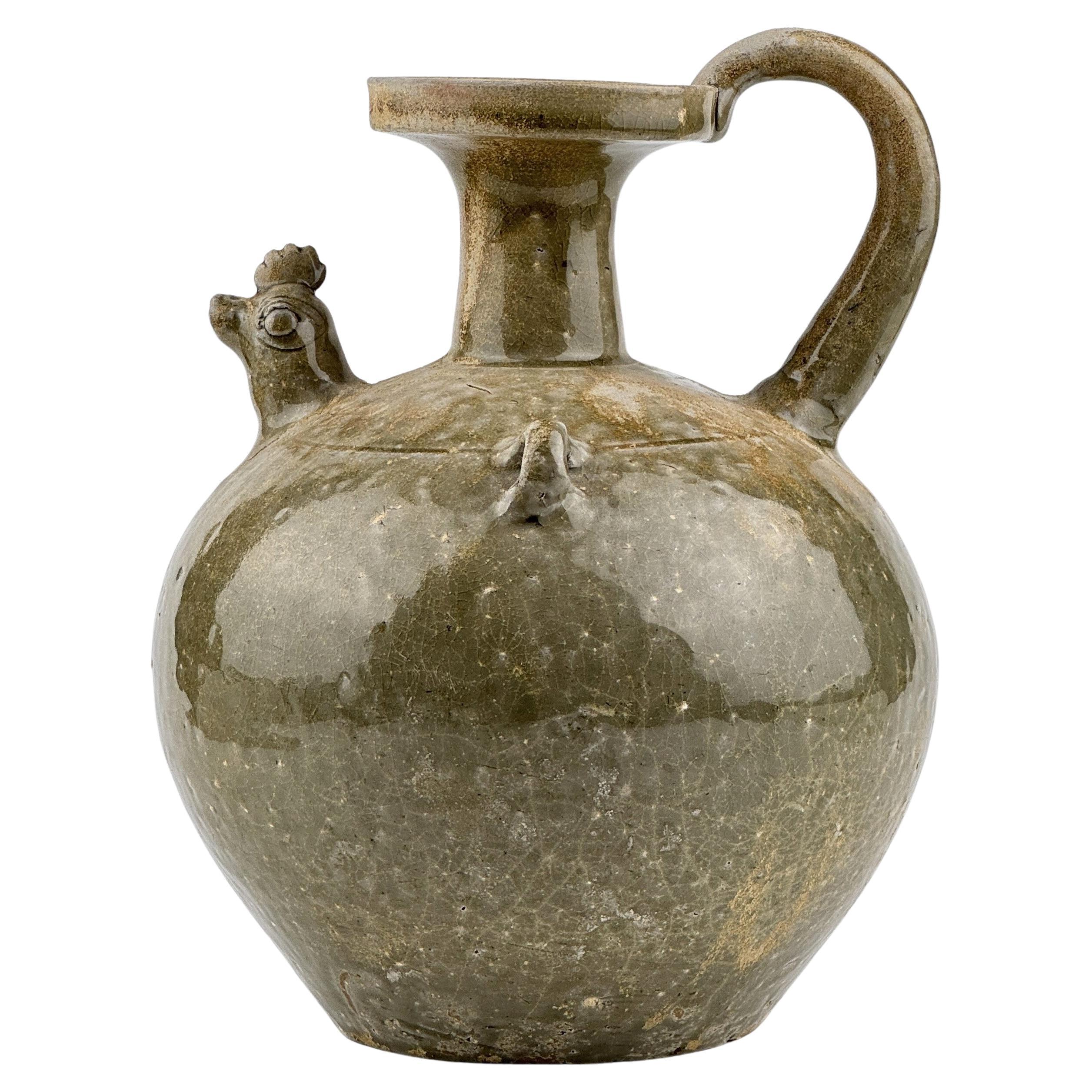 Seltene Yue Celadon Hühnerkopf-Kanne, Jin-Southern Dynasty