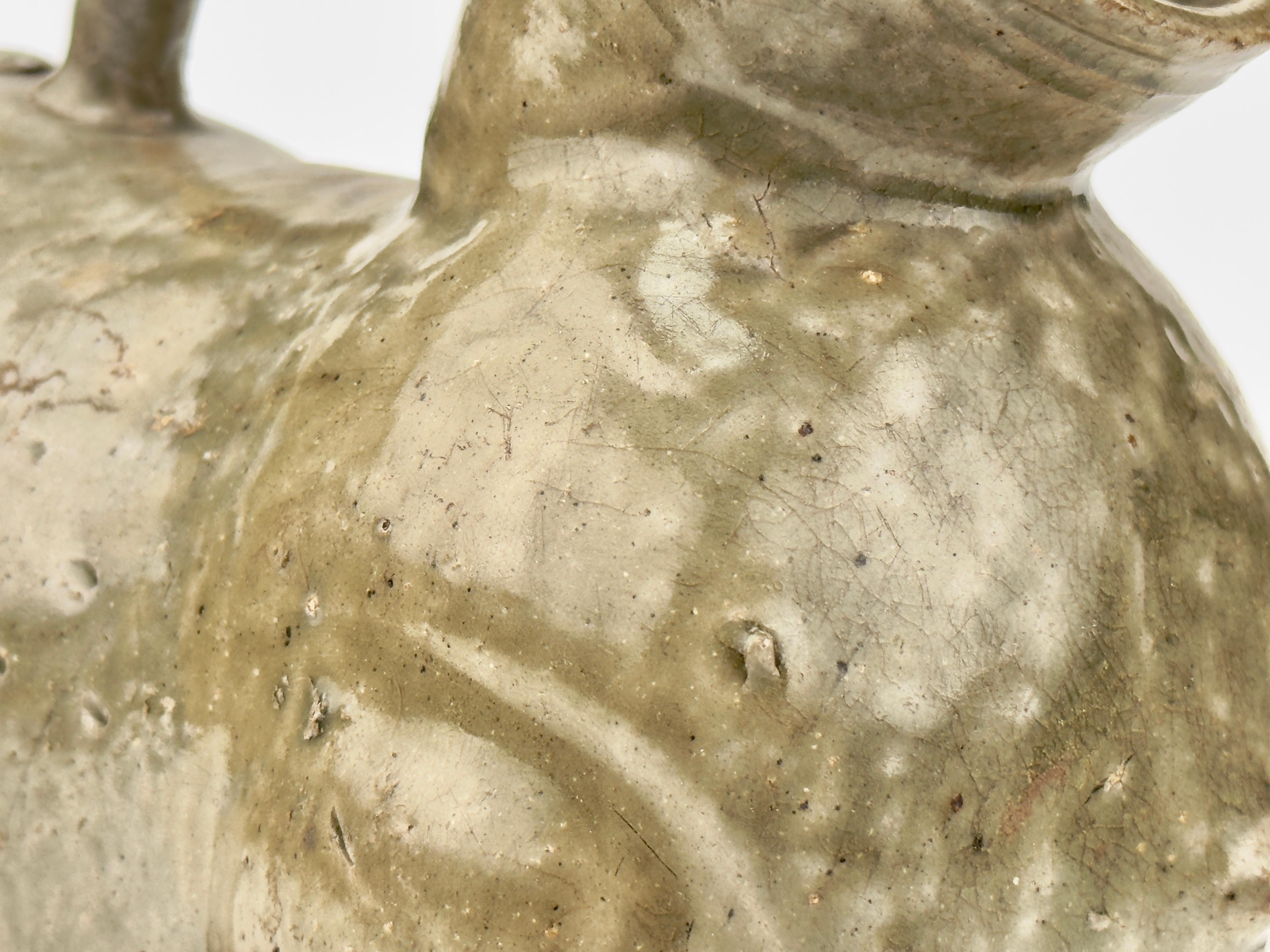 Rare Yue Celadon-Glazed Figural Vessel, Western Jin dynasty (265-420) For Sale 8