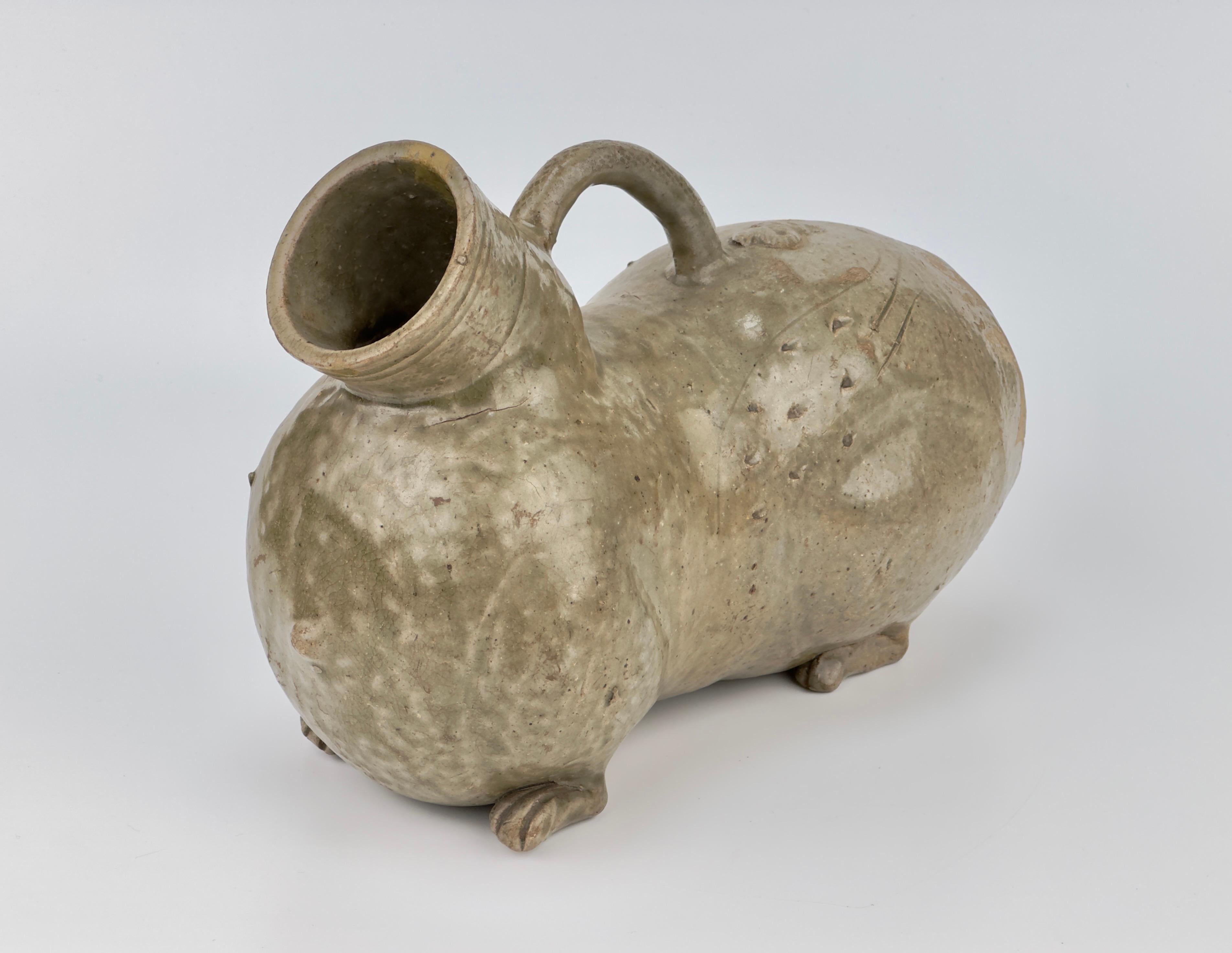 Rare Yue Celadon-Glazed Figural Vessel, Western Jin dynasty (265-420) For Sale 10