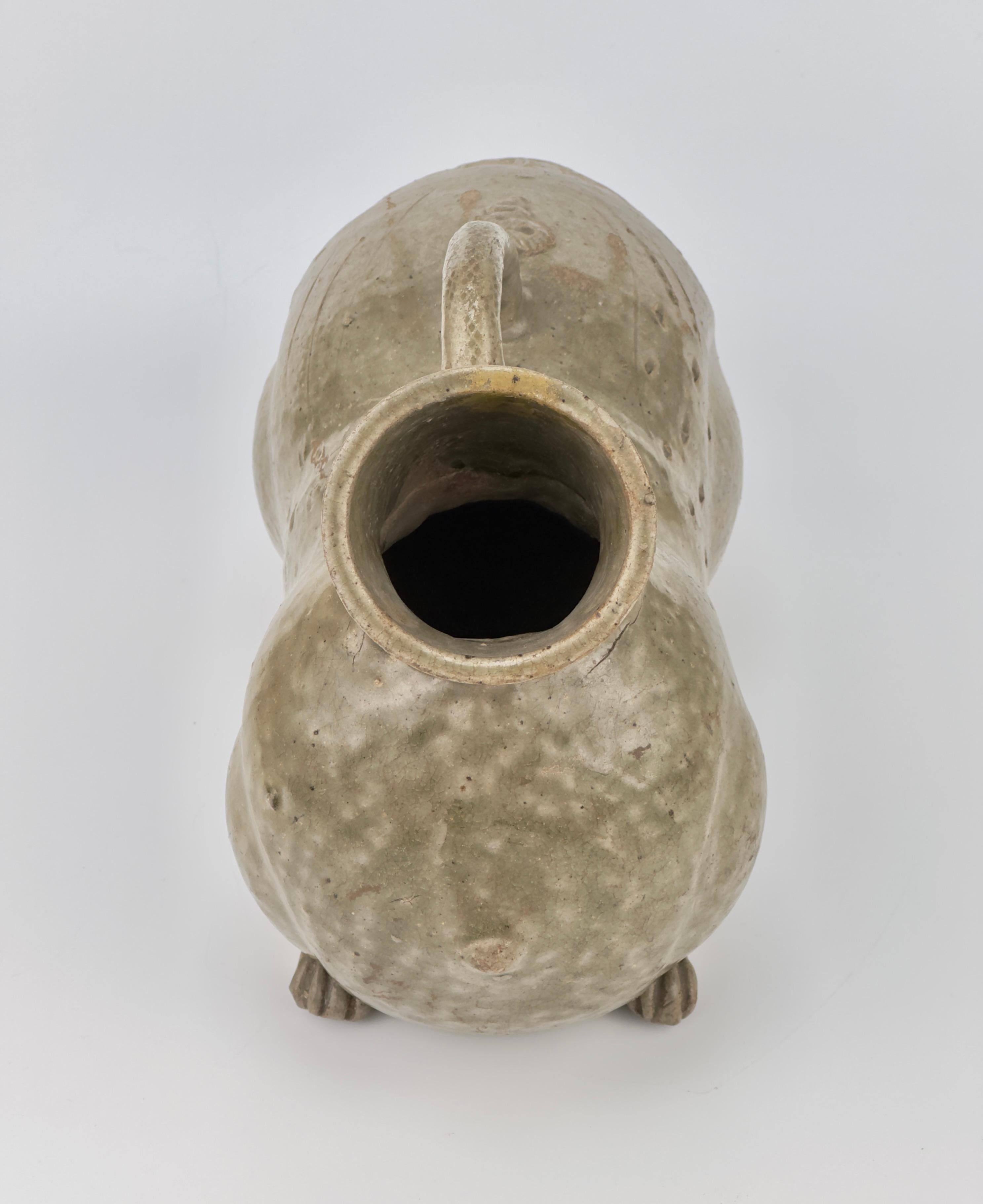 Rare Yue Celadon-Glazed Figural Vessel, Western Jin dynasty (265-420) For Sale 1