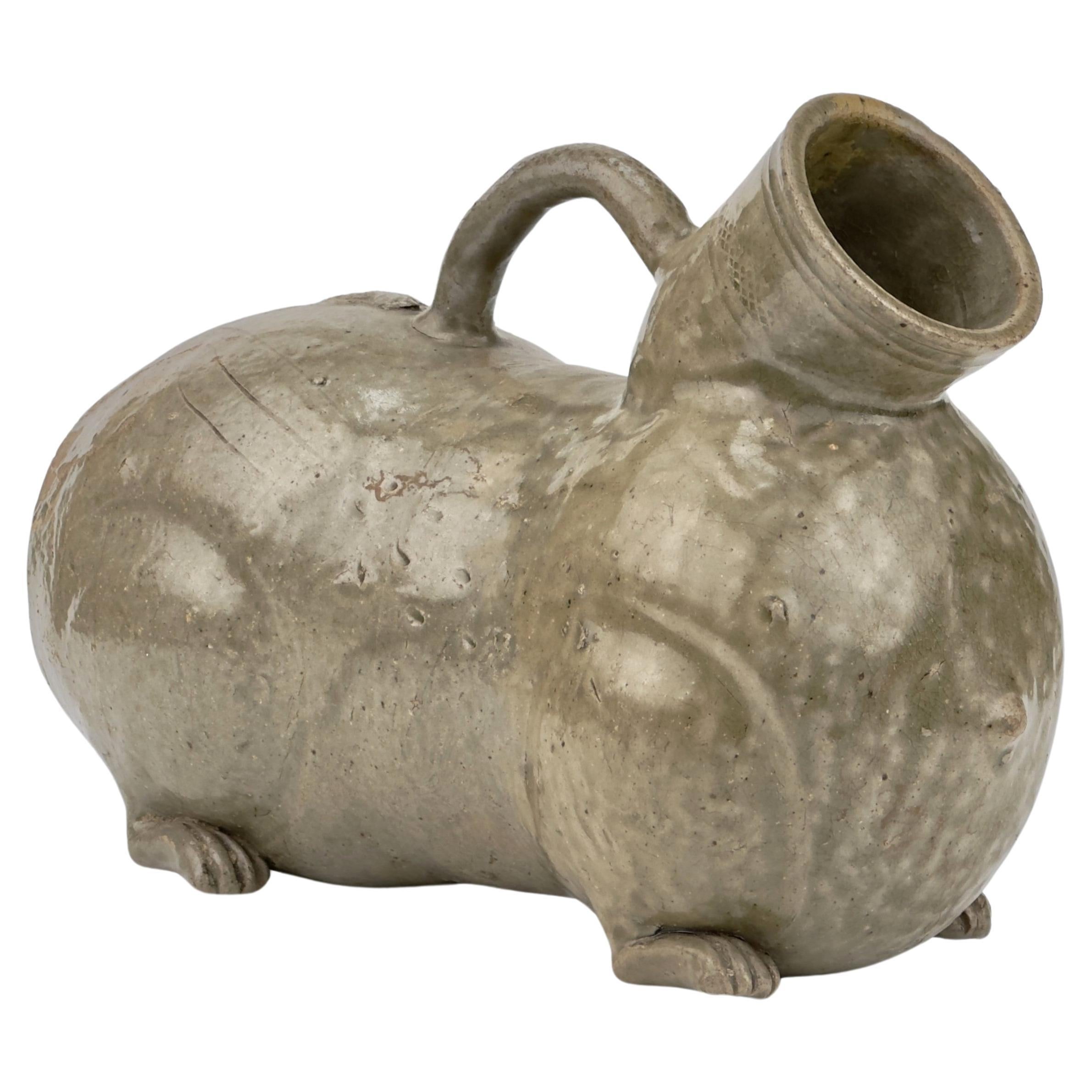Rare Yue Celadon-Glazed Figural Vessel, Western Jin dynasty (265-420) For Sale