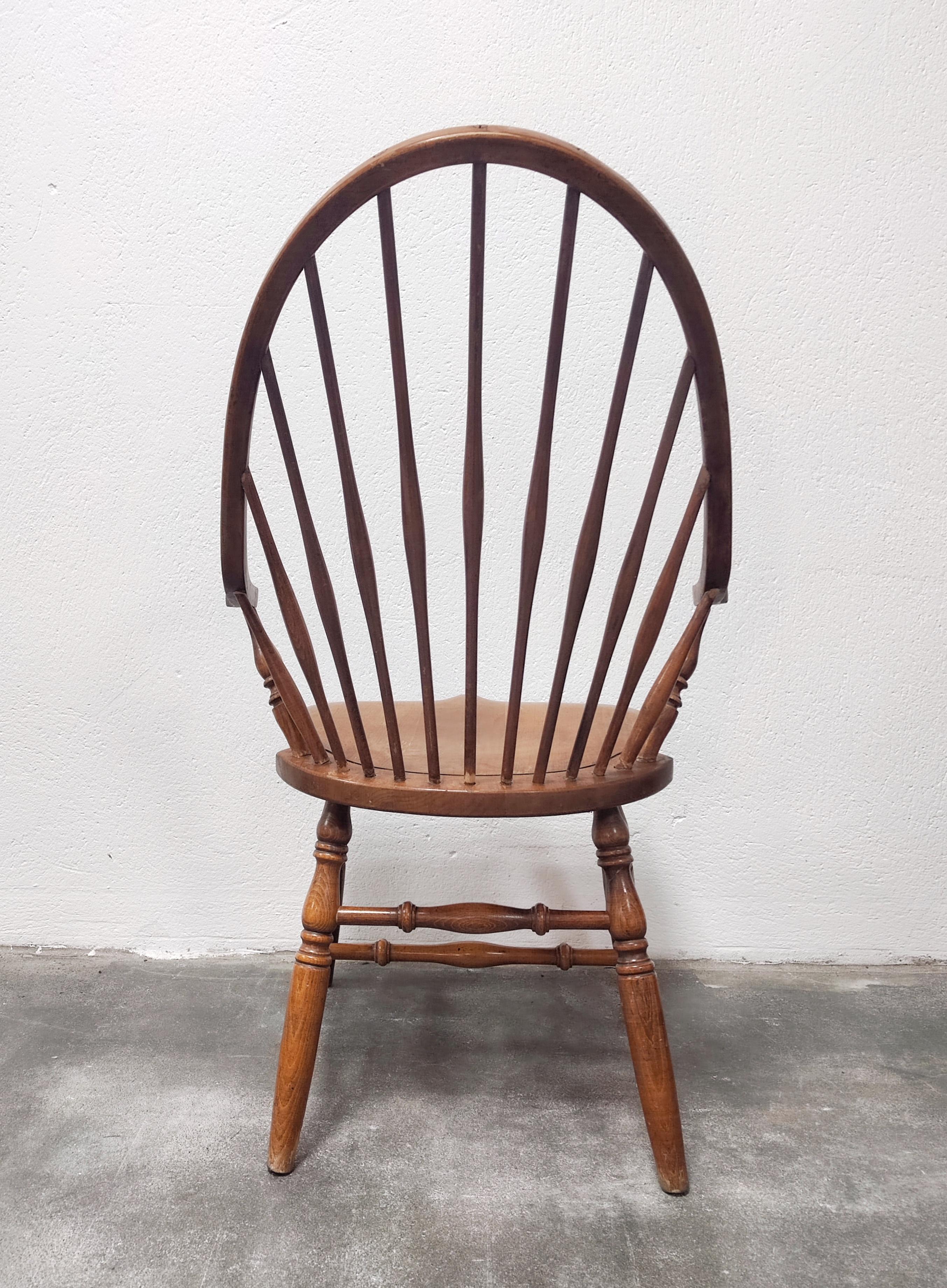 Rare Yugoslavian Windsor Tall Spindle Back Armchair in Beech, Slovenia 1950s For Sale 1