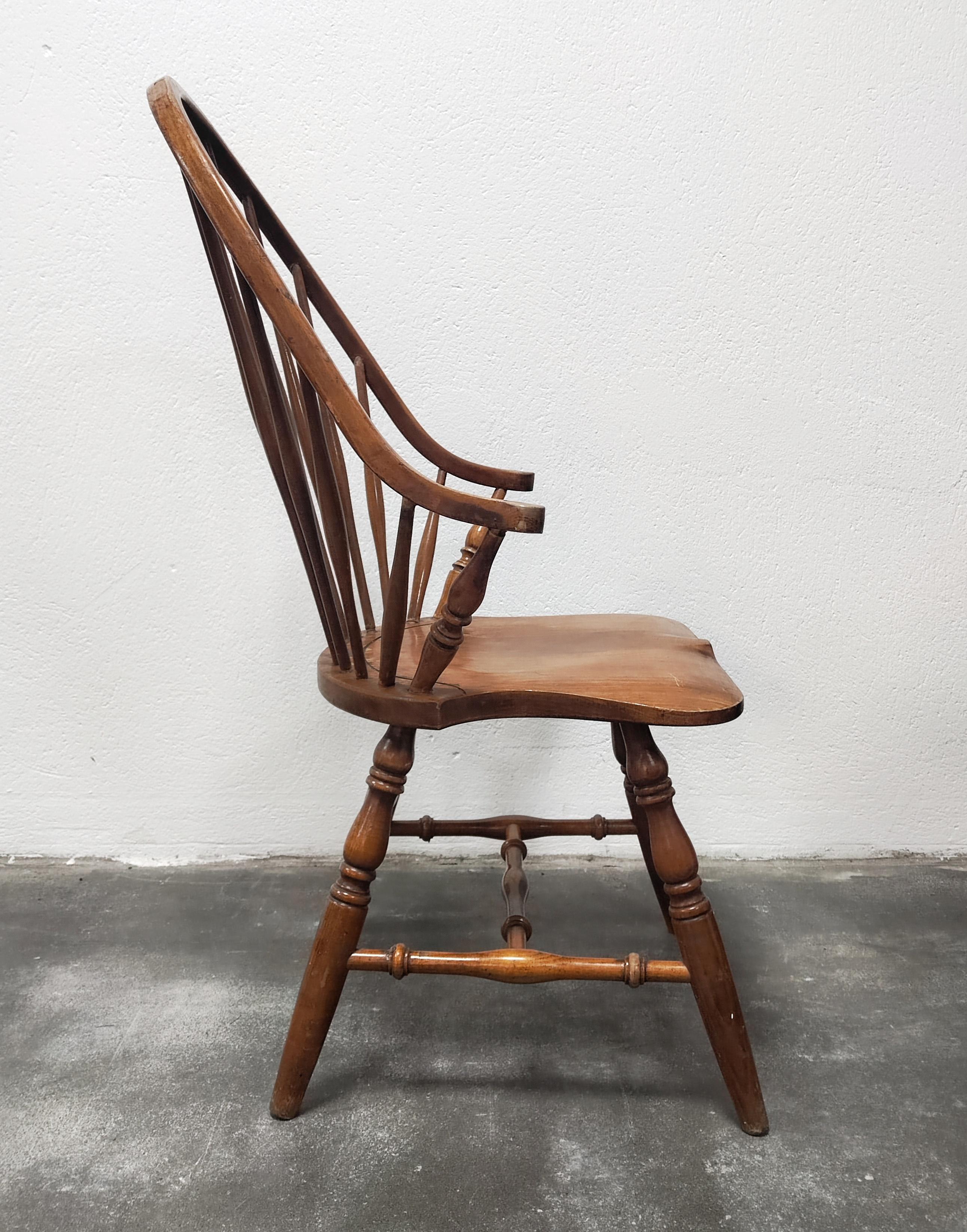 1 of 20 Windsor Tall Spindle Back Armchair in Beech, Yugoslavia 1950s For Sale 5