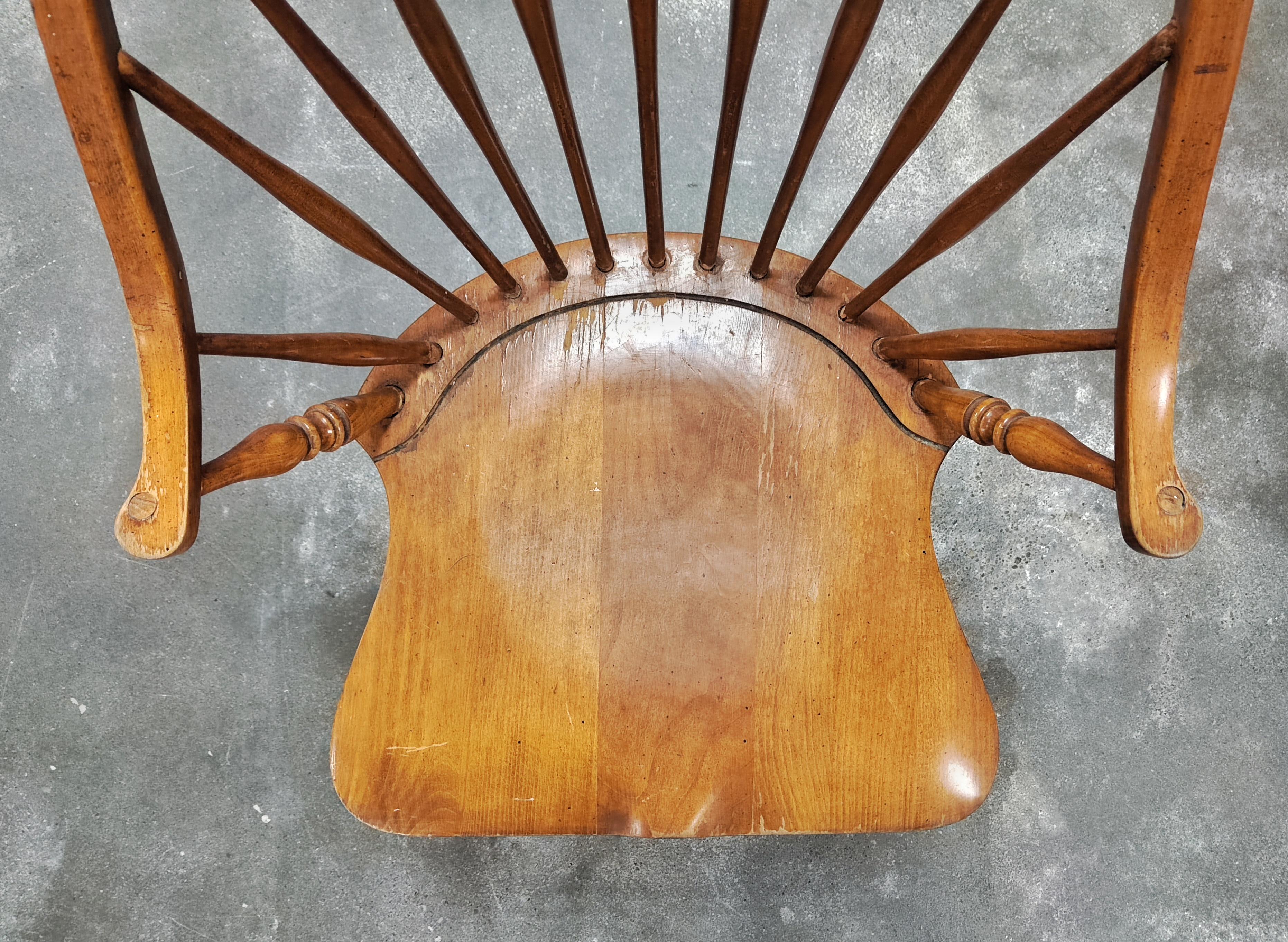 Mid-20th Century 1 of 20 Windsor Tall Spindle Back Armchair in Beech, Yugoslavia 1950s For Sale