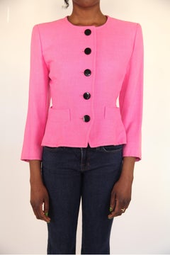 Rare Yves Saint Laurent bubblegum pink sculptured linen jacket, circa 1980s