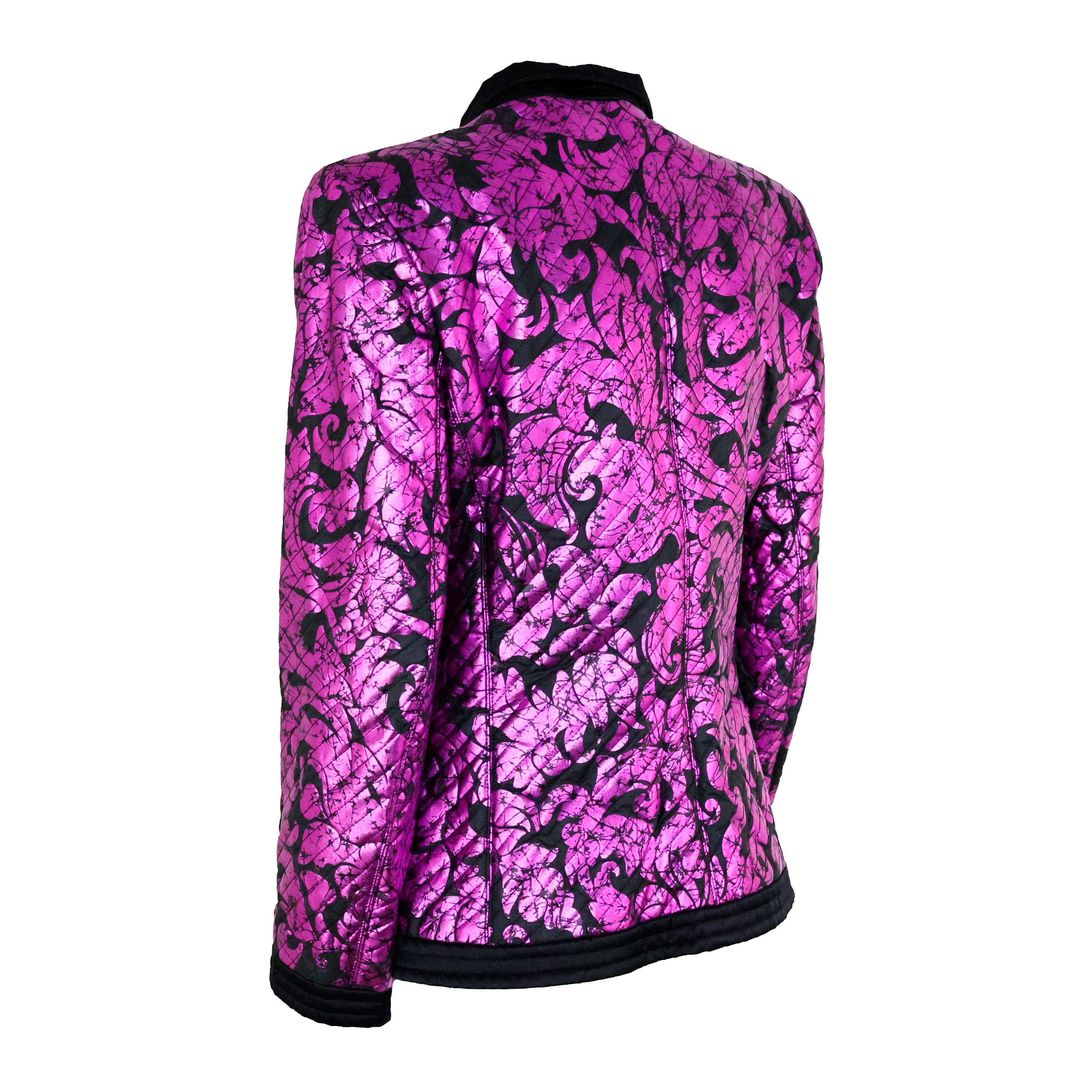Rare Yves Saint Laurent from 70s Chinese Collection black and purple bold satin jacket. From the iconic Chinese collection, Items from the same collection are on display at the Yves Saint Laurent museum in Paris. Size 36 FR.

Condition:
Really good.