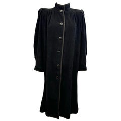 Rare Yves Saint Laurent Haute Couture 1979 long black coat