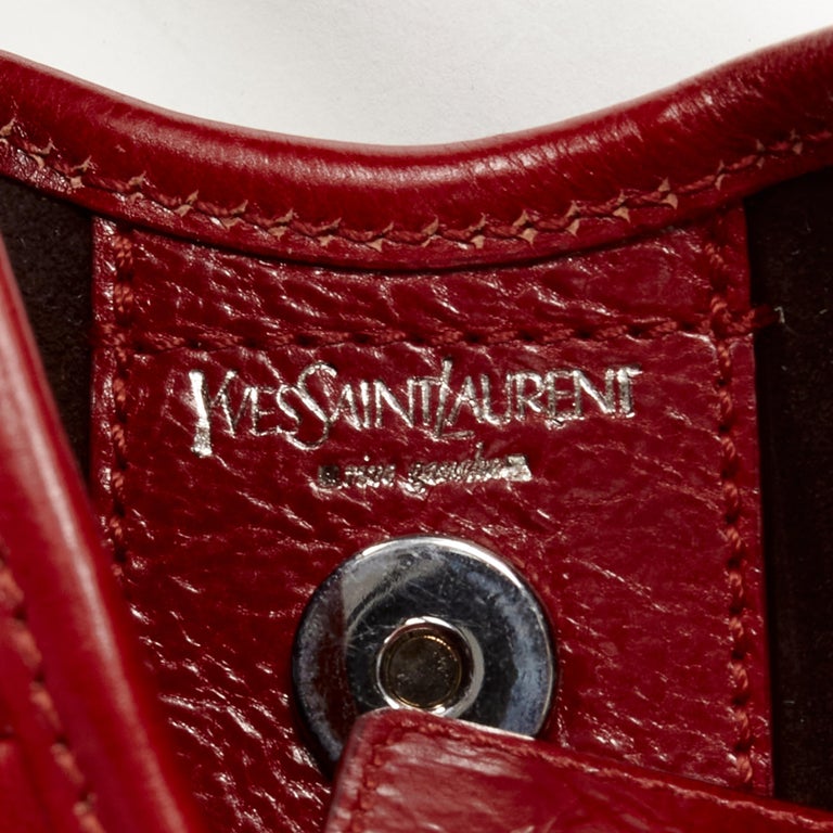 Yves Saint Laurent, Bags, Ysl Red Mombasa Bag With Horn Handle And Ysl  Stud Logo