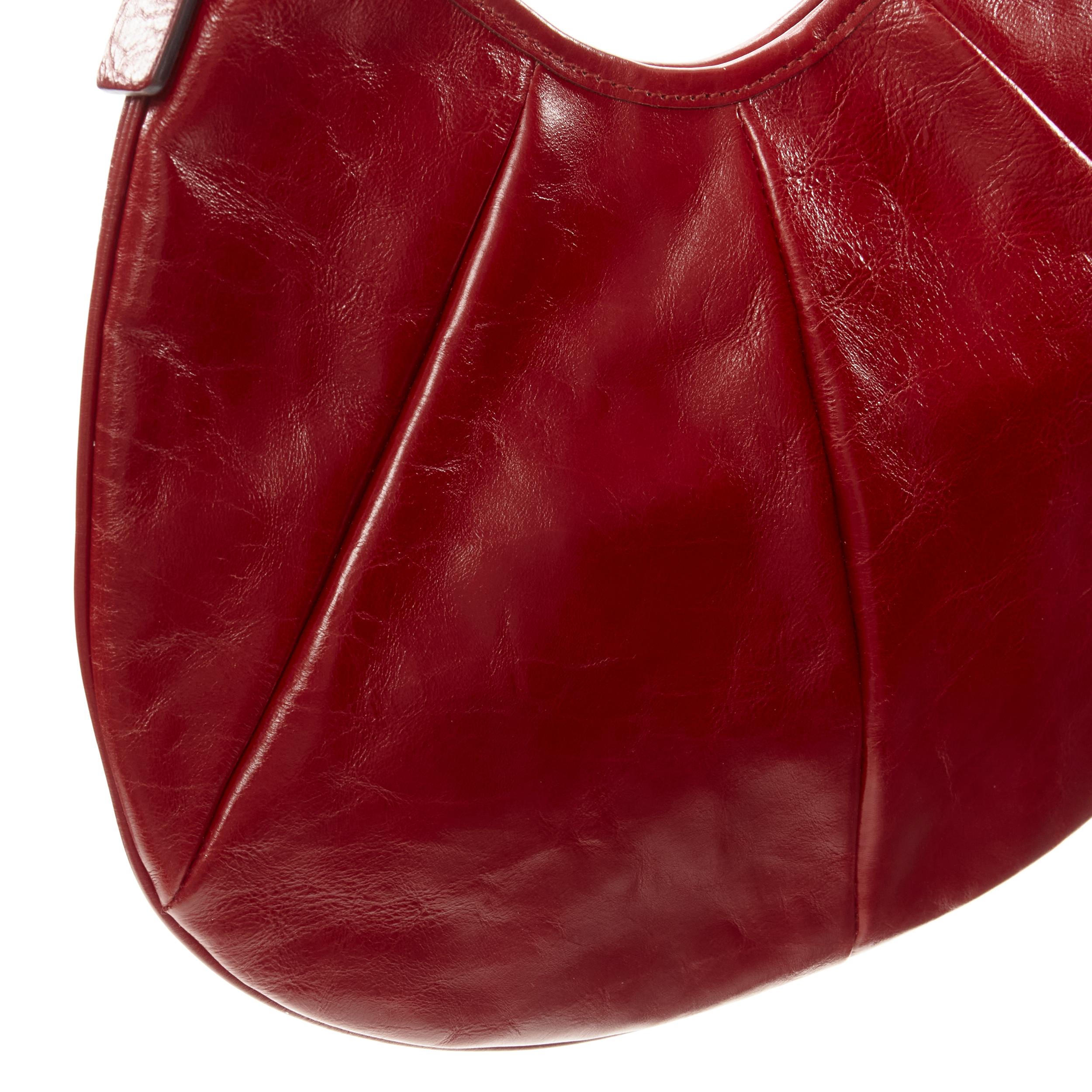 rare YVES SAINT LAURENT Mini Mombasa horn handle red leather top handle bag 3
