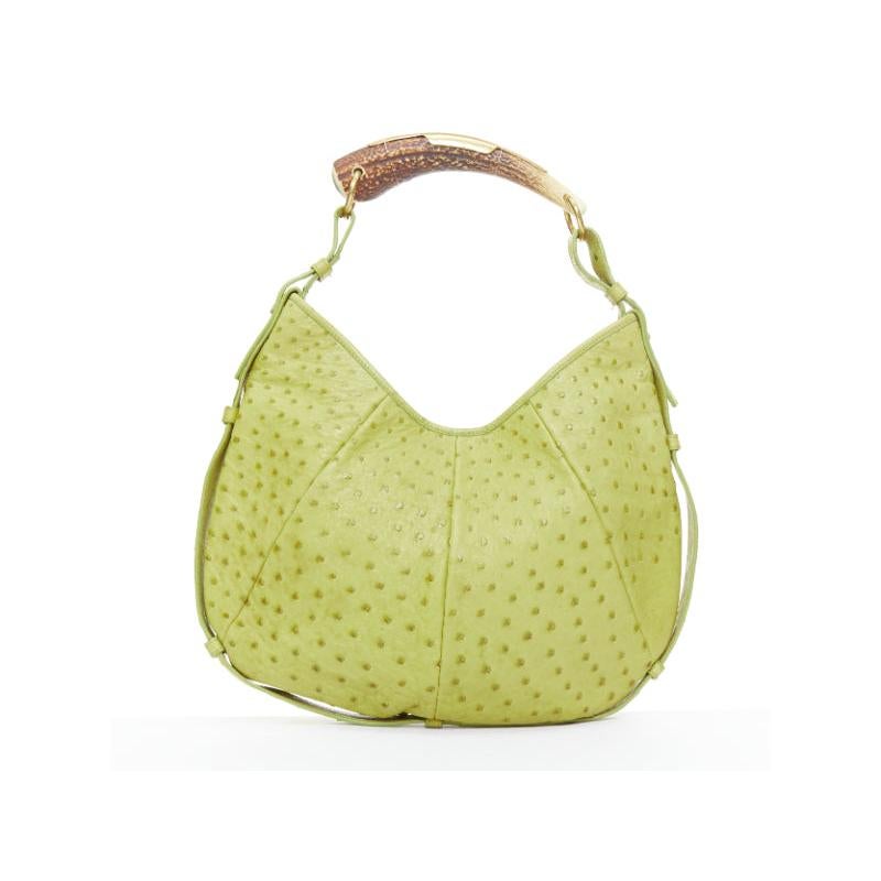rare YVES SAINT LAURENT Tom Ford Vintage Mombasa green ostrich handle hobo bag