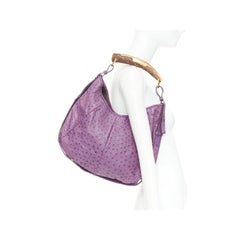 rare YVES SAINT LAURENT Tom Ford Vintage Mombasa purple ostrich handle hobo bag