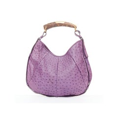 rare YVES SAINT LAURENT Tom Ford Vintage Mombasa purple ostrich handle hobo bag