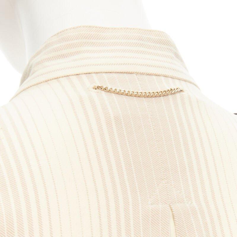 rare YVES SAINT LAURENT Vintage beige YSL badge military captain shirt For Sale 6