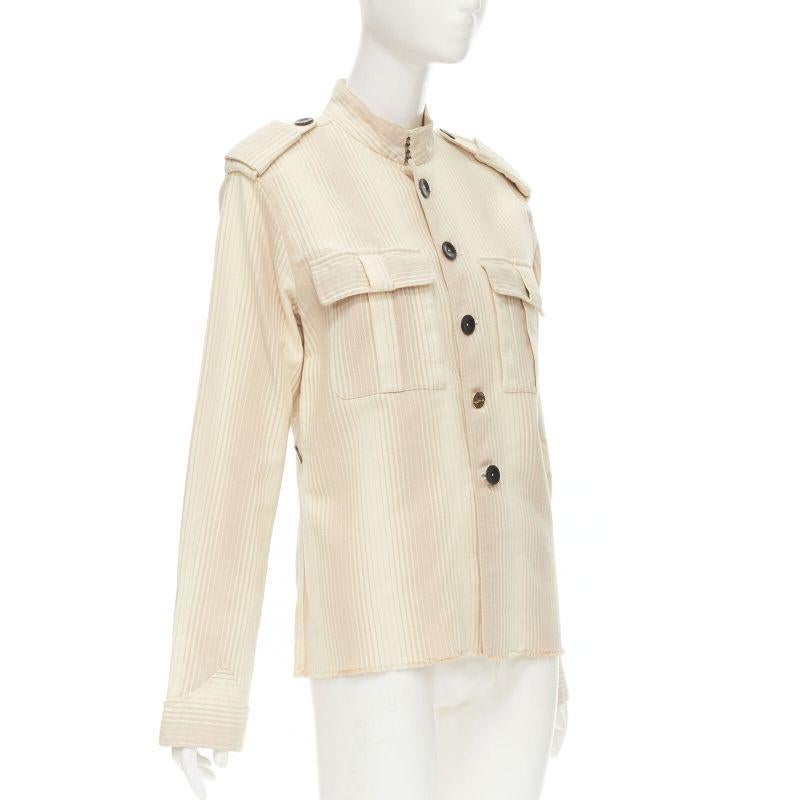 rare YVES SAINT LAURENT Vintage beige YSL badge military captain shirt For Sale 1