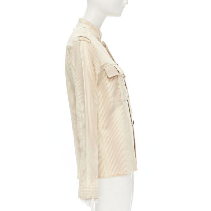 rare YVES SAINT LAURENT Vintage beige YSL badge military captain shirt For Sale 1
