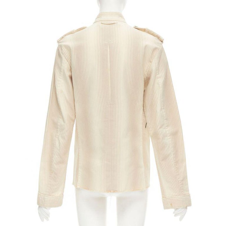 rare YVES SAINT LAURENT Vintage beige YSL badge military captain shirt