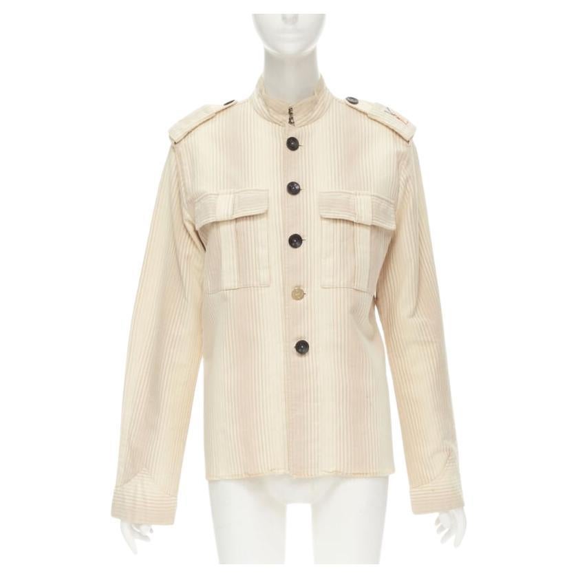 rare YVES SAINT LAURENT Vintage beige YSL badge military captain shirt For Sale