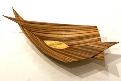 Seltene Schale aus Zebraholz mit Tafelaufsatz aus der Jahrhundertmitte