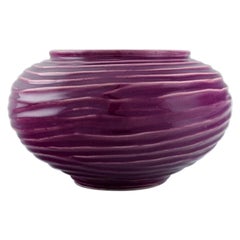 Rare Zsolnay Vase in Glazed Ceramics, Beautiful Glaze in Purple Shades