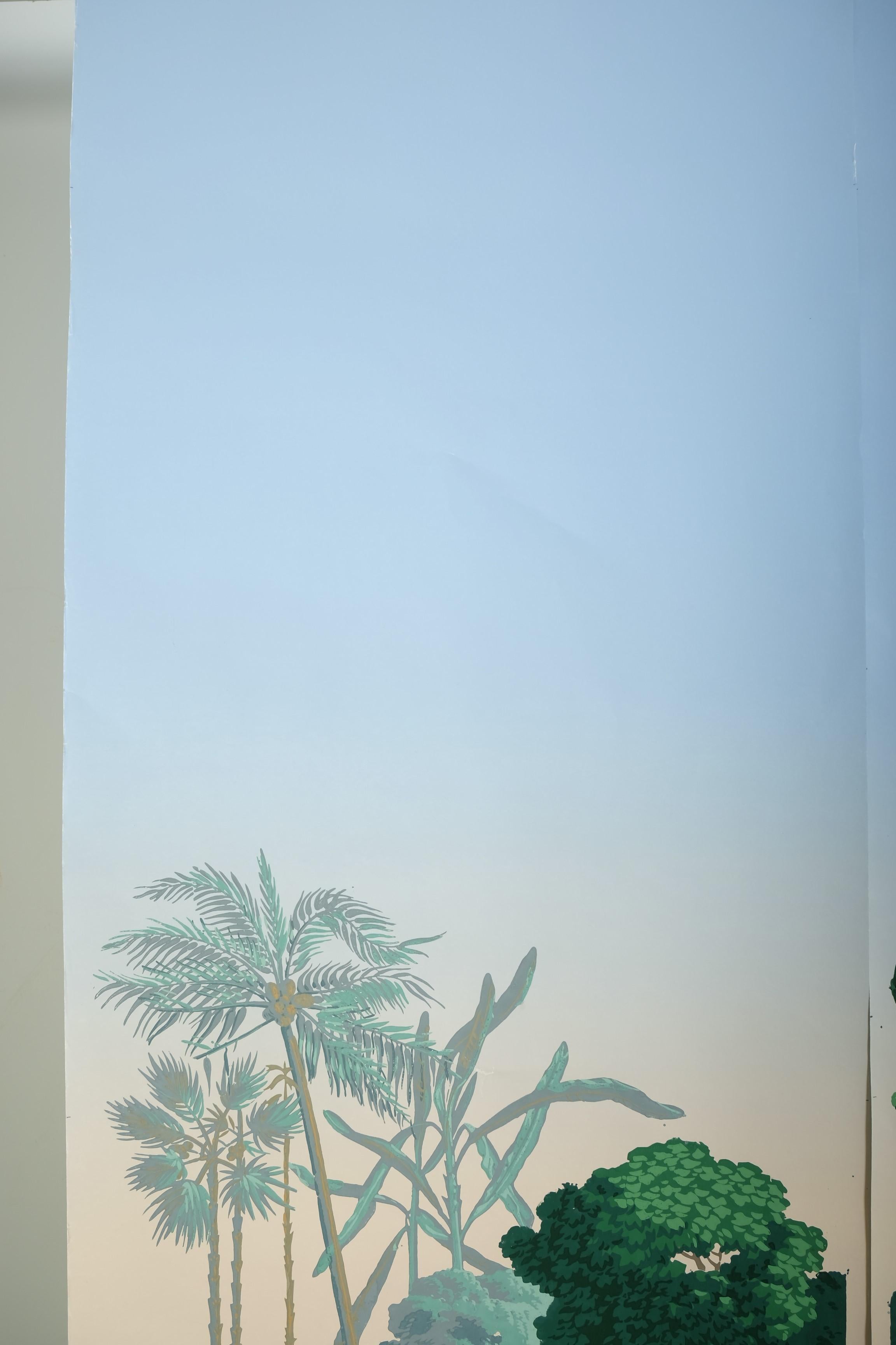 Zuber Panoramic Wallpaper Hindustan Woodcut Print Panels 5 to 7, France For Sale 1