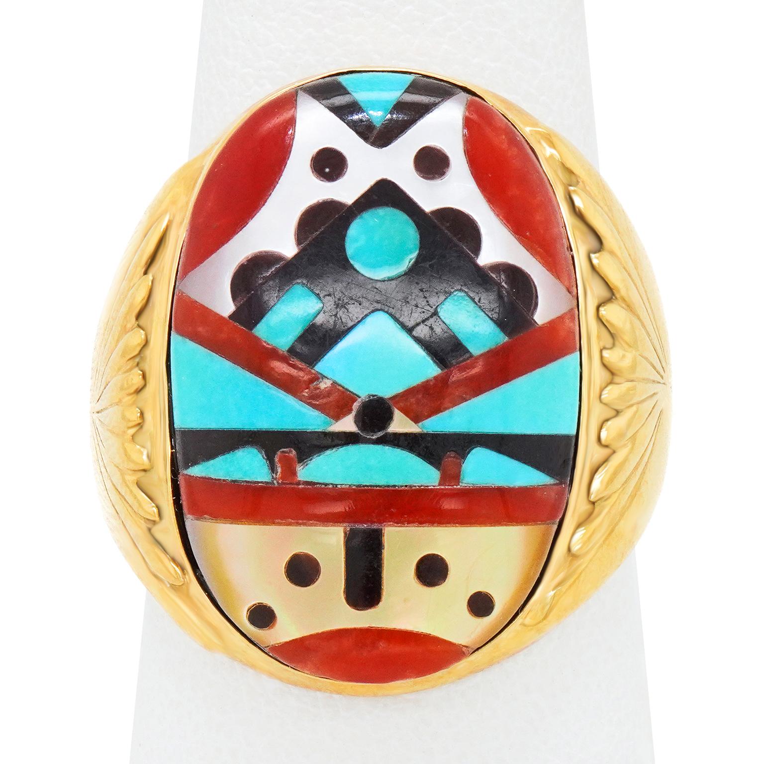 Women's or Men's Rare Zuni Gold Ring For Sale