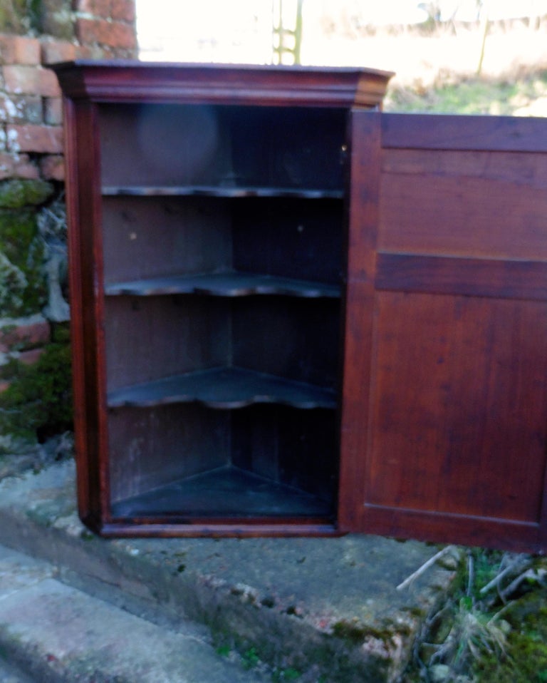 Rare18th Century English Cherry Wood Corner Cupboard In Good Condition For Sale In Chillerton, Isle of Wight
